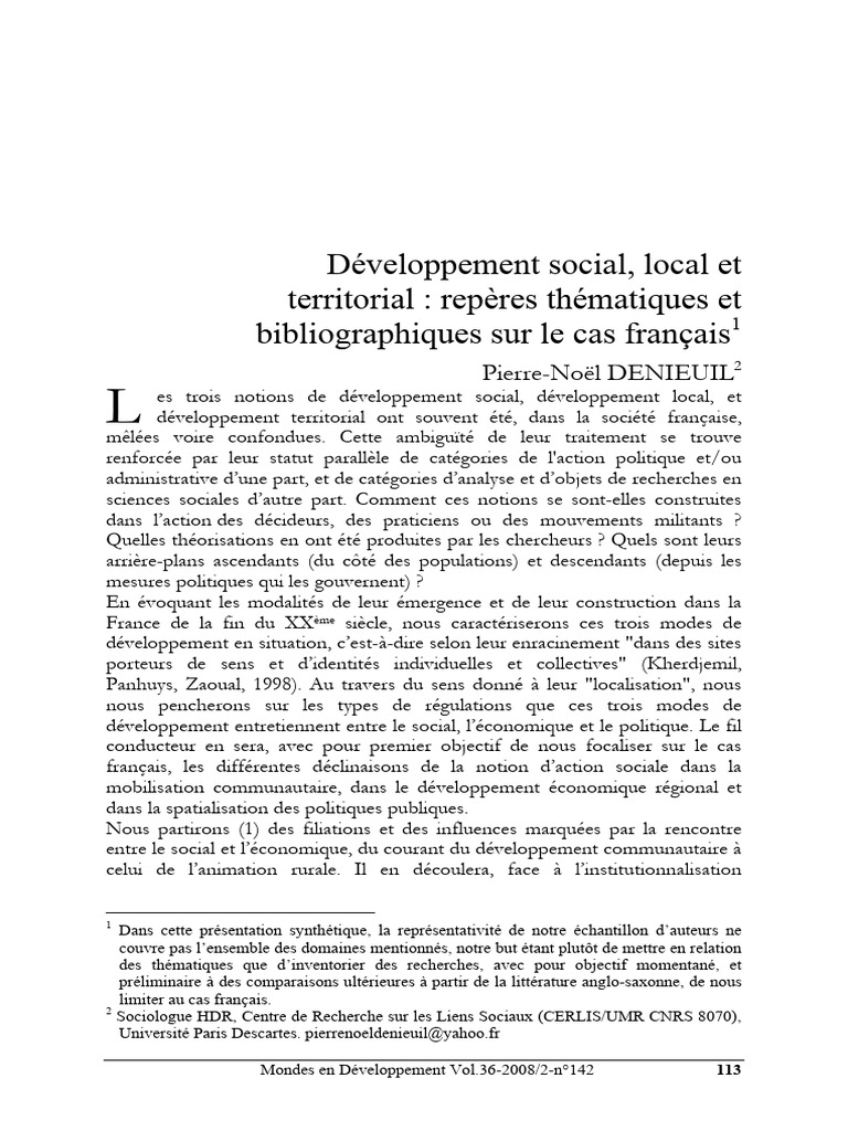 Développement social local en France | PDF | Gouvernance | Travail social