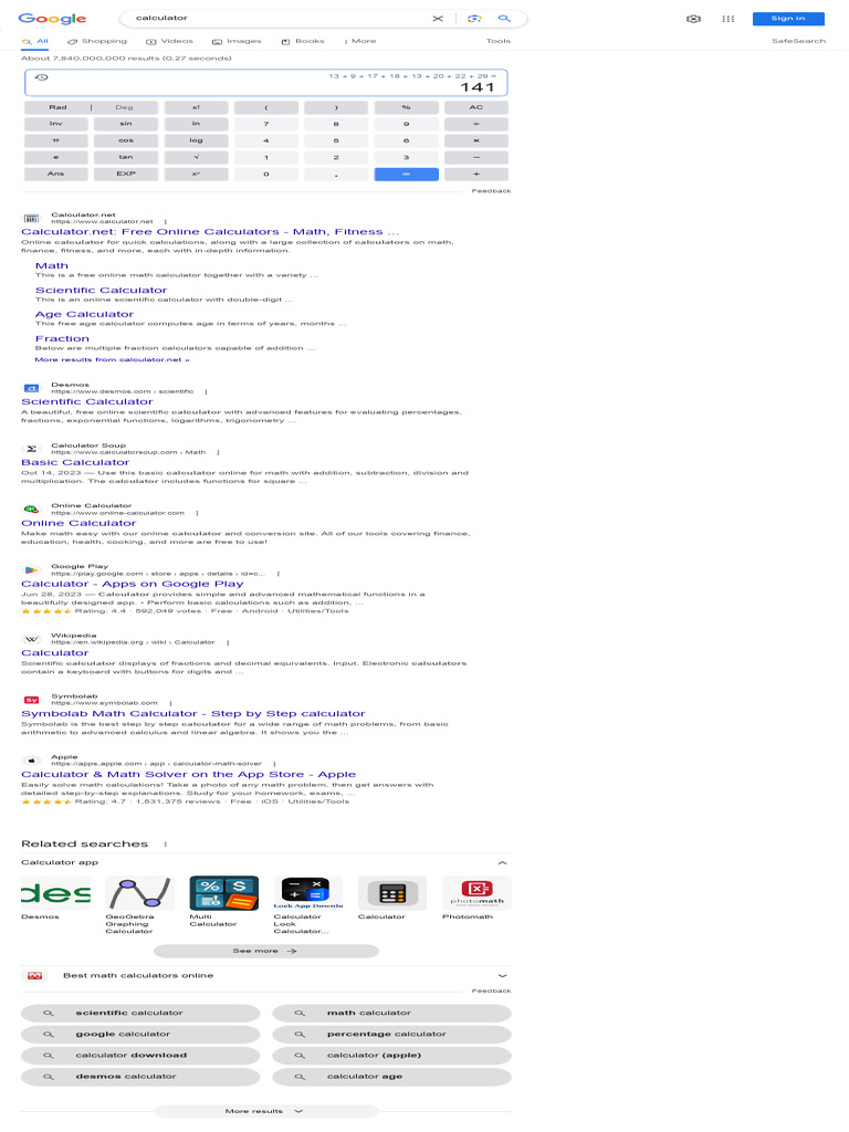 Online Scientific and Math Calculators | PDF | Calculator | Mathematics