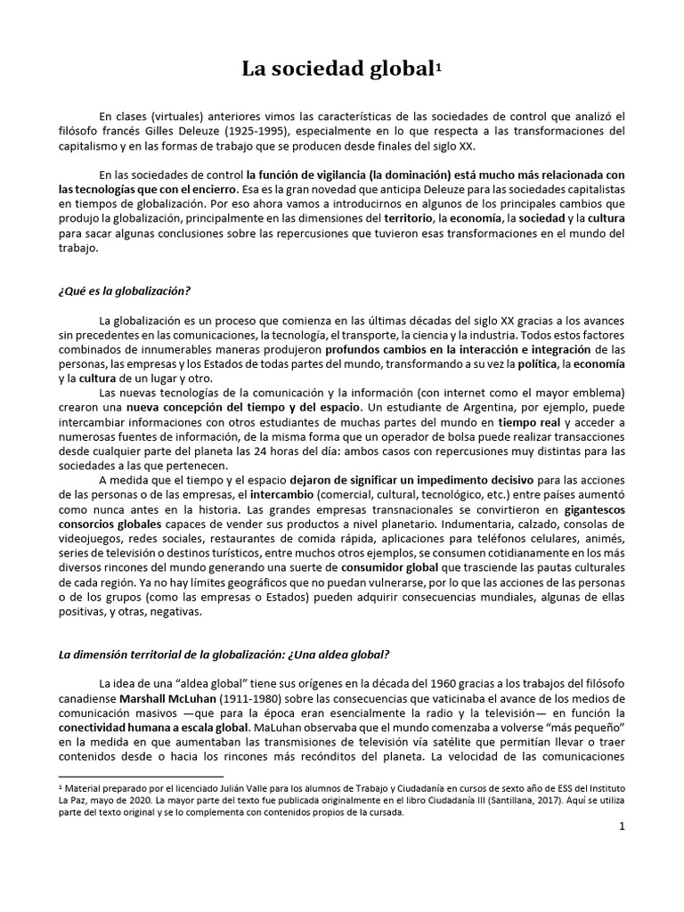 Impacto de la Globalización en la Sociedad | PDF | Globalización | Sociedad