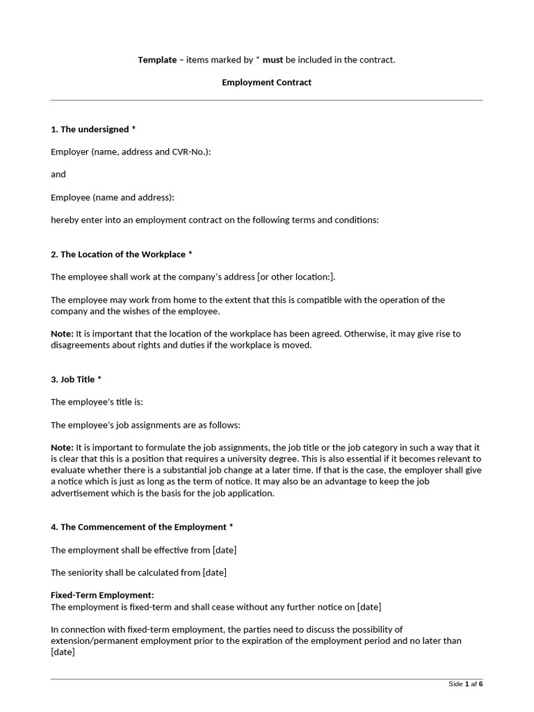 Employment Contract Template Overview | PDF | Salary | Employment