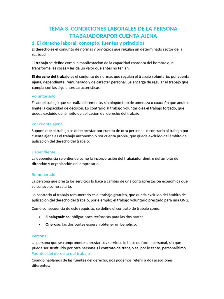 Condiciones Laborales y Derecho del Trabajo | PDF | Derecho laboral ...