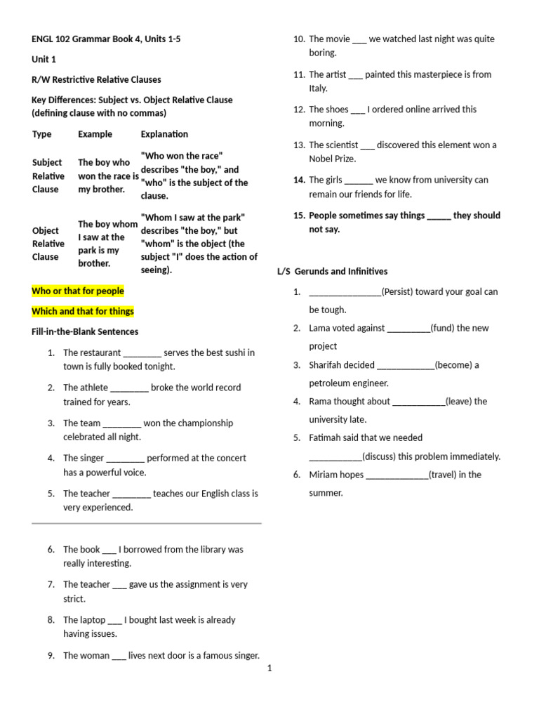 Grammar Exercises and Answer Key | PDF | Perfect (Grammar) | Verb