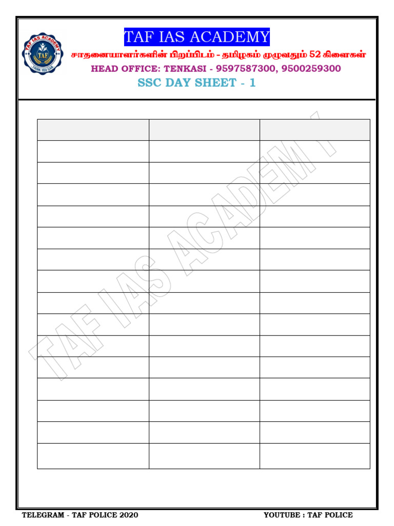 Day Sheet 1 | PDF