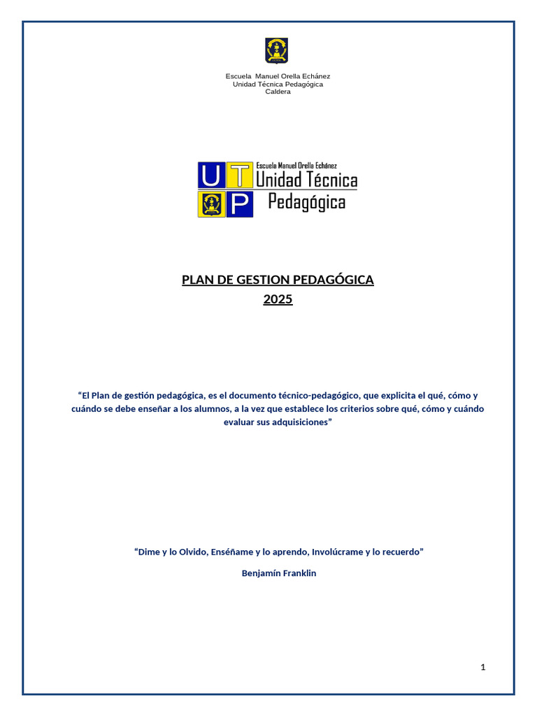 Plan de Gestión Pedagógica 2025 | PDF | Evaluación | Plan de estudios