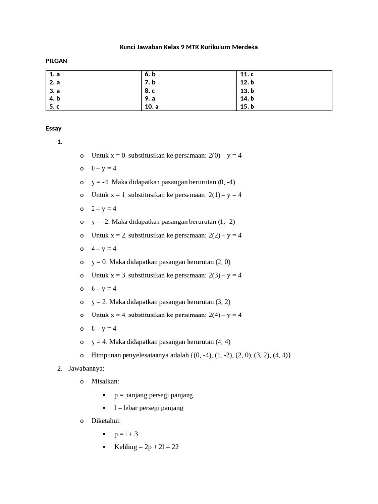 Kunci Jawaban Kelas 9 Mtk Kurikulum Merdeka Pdf