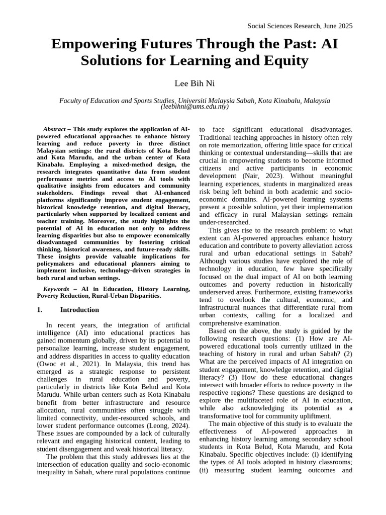 Empowering Futures Through The Past: AI Solutions For Learning and ...