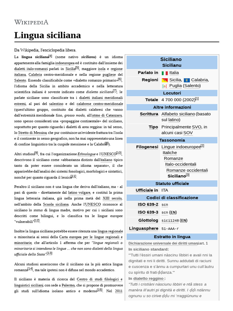 Lingua Siciliana | PDF