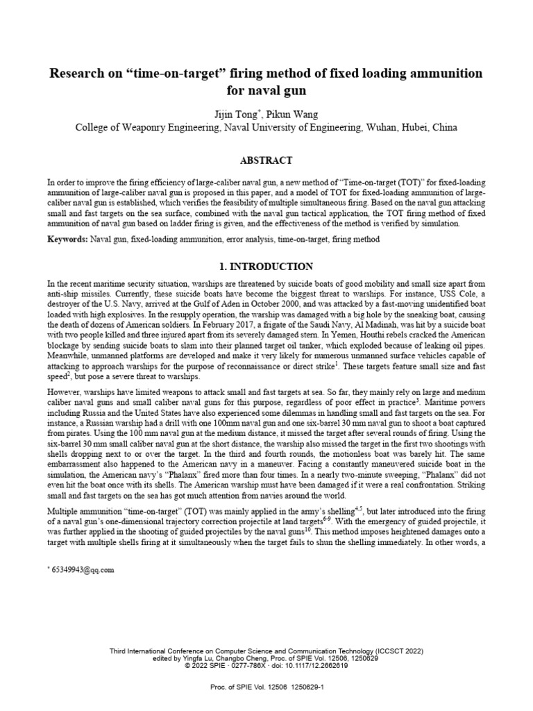 Time-on-Target Method for Naval Guns | PDF | Naval Artillery | Shell ...