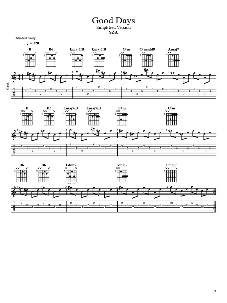Good Days Chords for Guitar | PDF