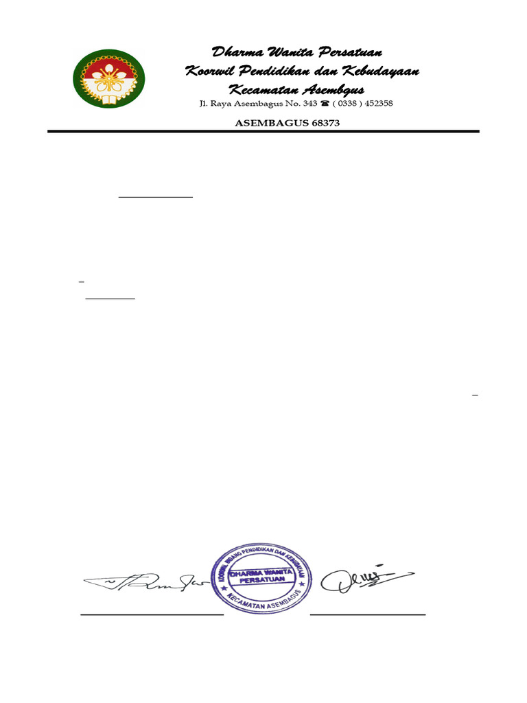 Pemberitahuan Program Kerja DWP 2025 | PDF