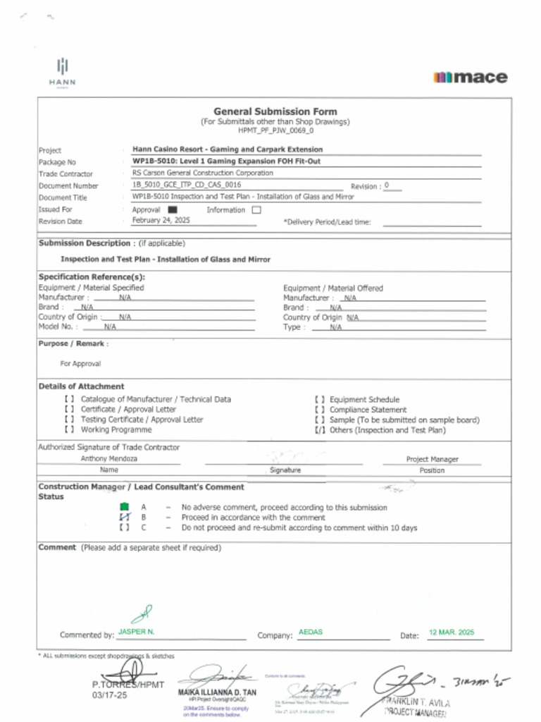 5010 Itp - Installation of Glass and Mirror - Signed | PDF