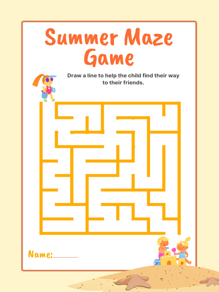 Fun Summer Maze Game Worksheet | PDF