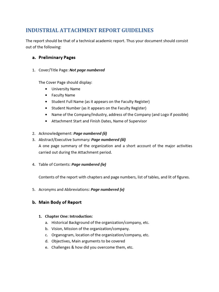 Industrial Attachment Report Guidelines | PDF | Books | Written ...