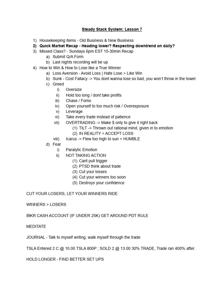 Steady Stack System_ Lesson 7 | PDF | Risk