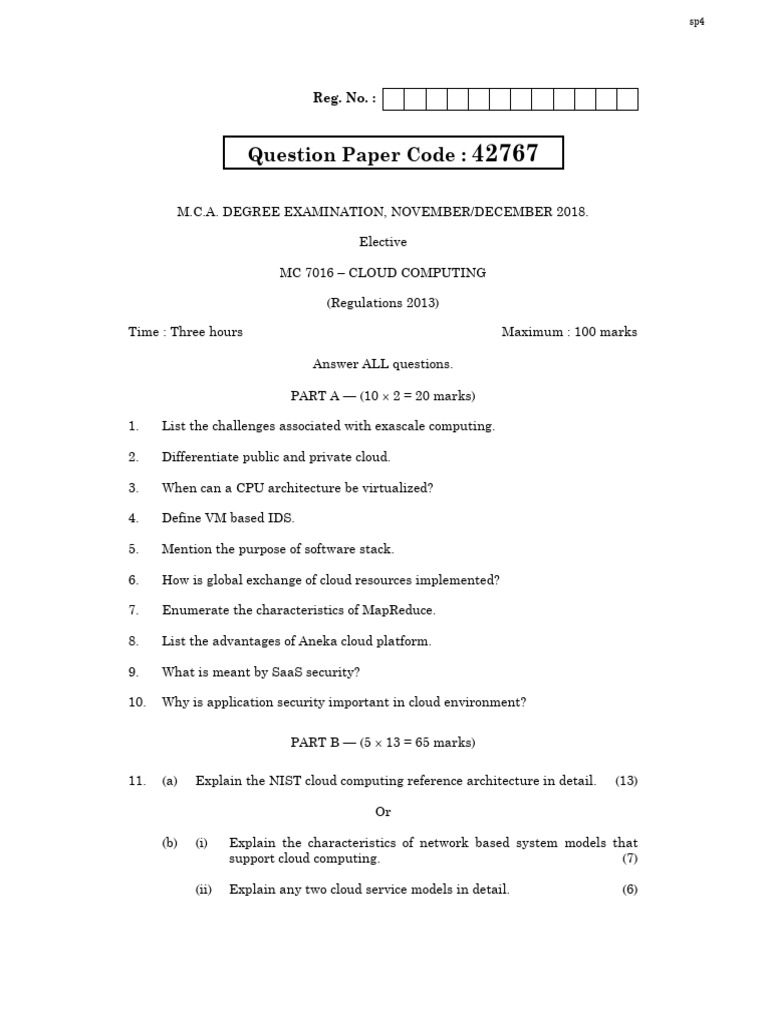 Cloud Computing Exam Questions 2018 | PDF | Cloud Computing | Computer ...