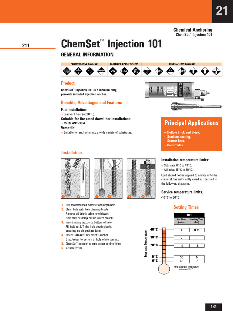 ChemSet™ Injection 101 Installation Guide | PDF | Screw | Steel