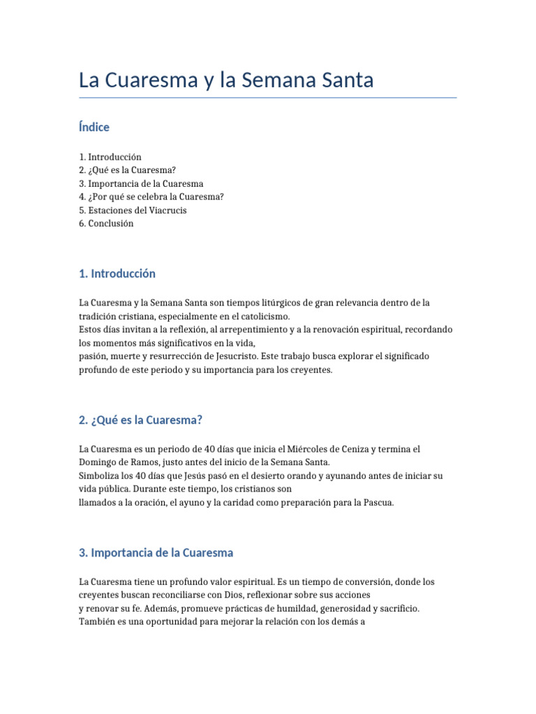Significado de la Cuaresma y Semana Santa | PDF | Pascua de ...