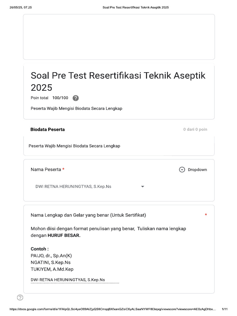 Pre Test Dwi | PDF