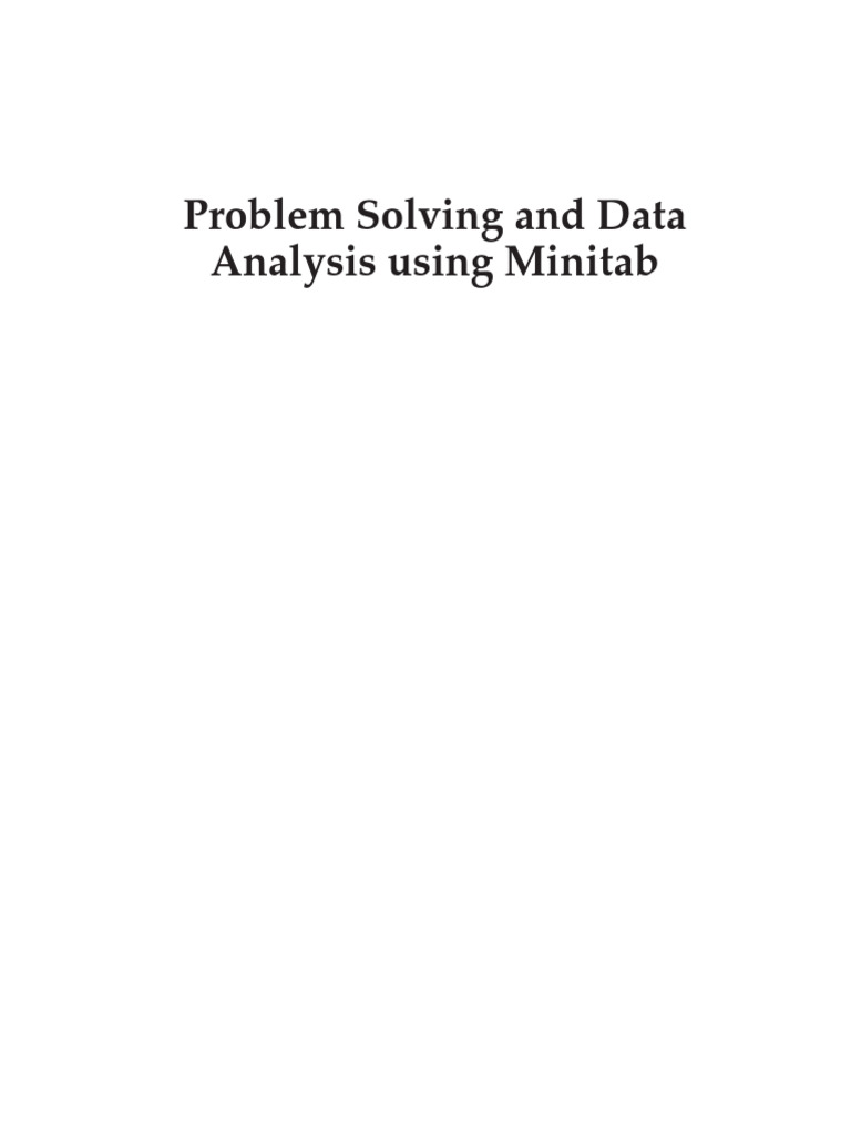 Problem Solving and Data Analysis Using Minitab - 2013 - Khan - Front ...