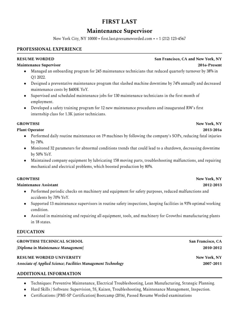 Maintenance-Supervisor - Template 7 | PDF