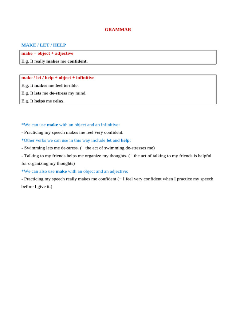 Mastering Make, Let, Help in Grammar | PDF