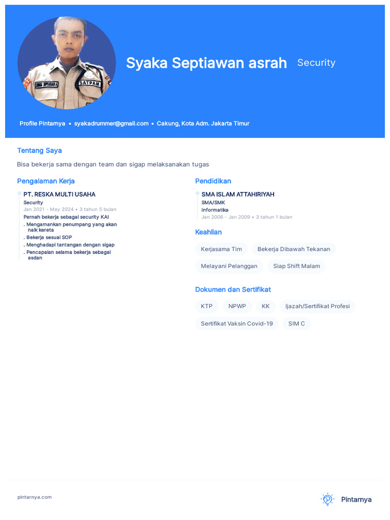 Bagi Syaka Septiawan Asrah Cv Pintar | PDF