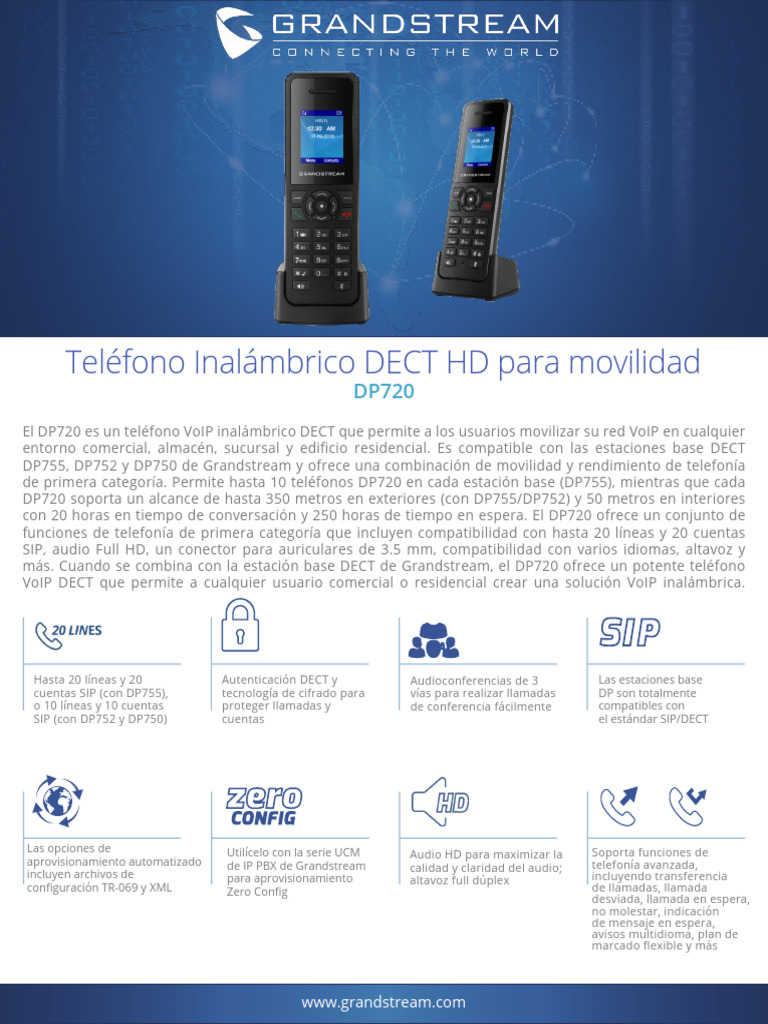 Teléfono DECT HD DP720: Movilidad VoIP | PDF | Voz sobre IP | Auriculares