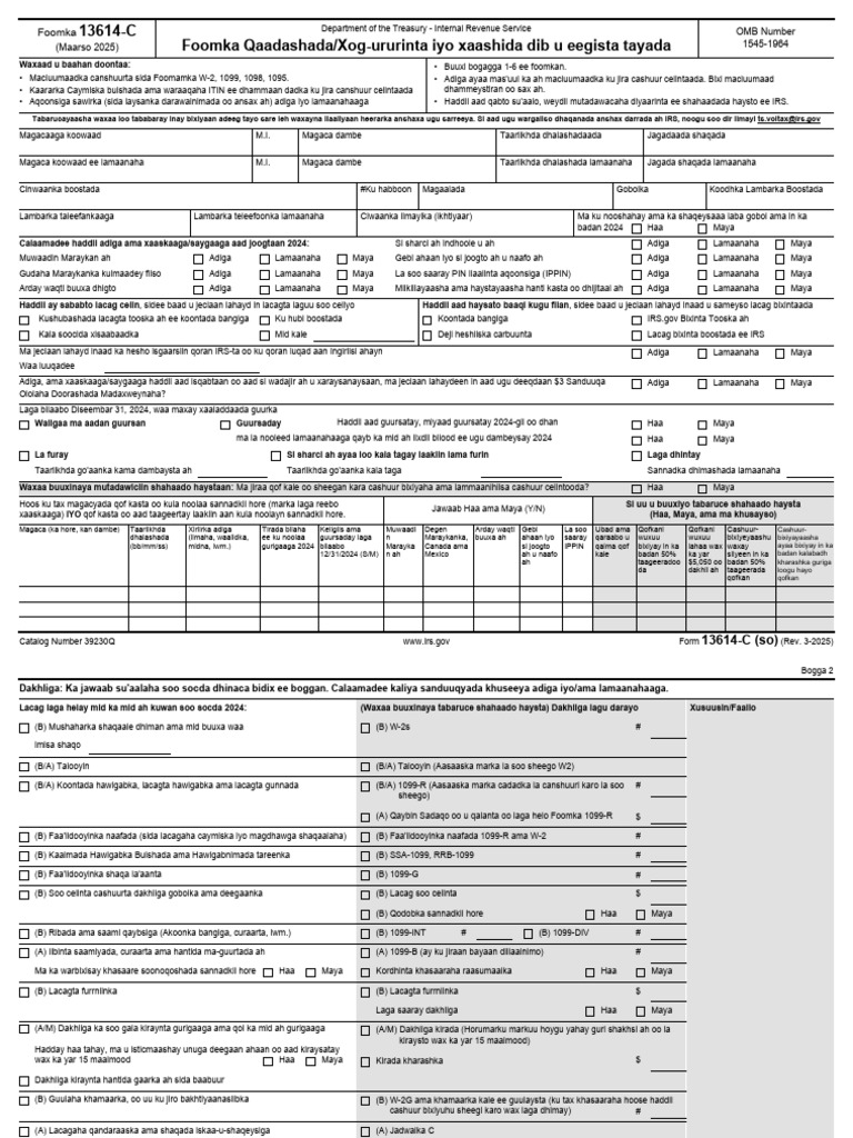 IRS Form 13614-C Instructions 2025 | PDF | United States Law | Internal ...