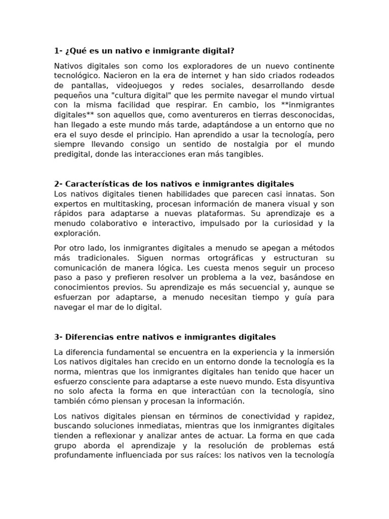 Inmigrantes digitales: definición y características | PDF | Aprendizaje ...