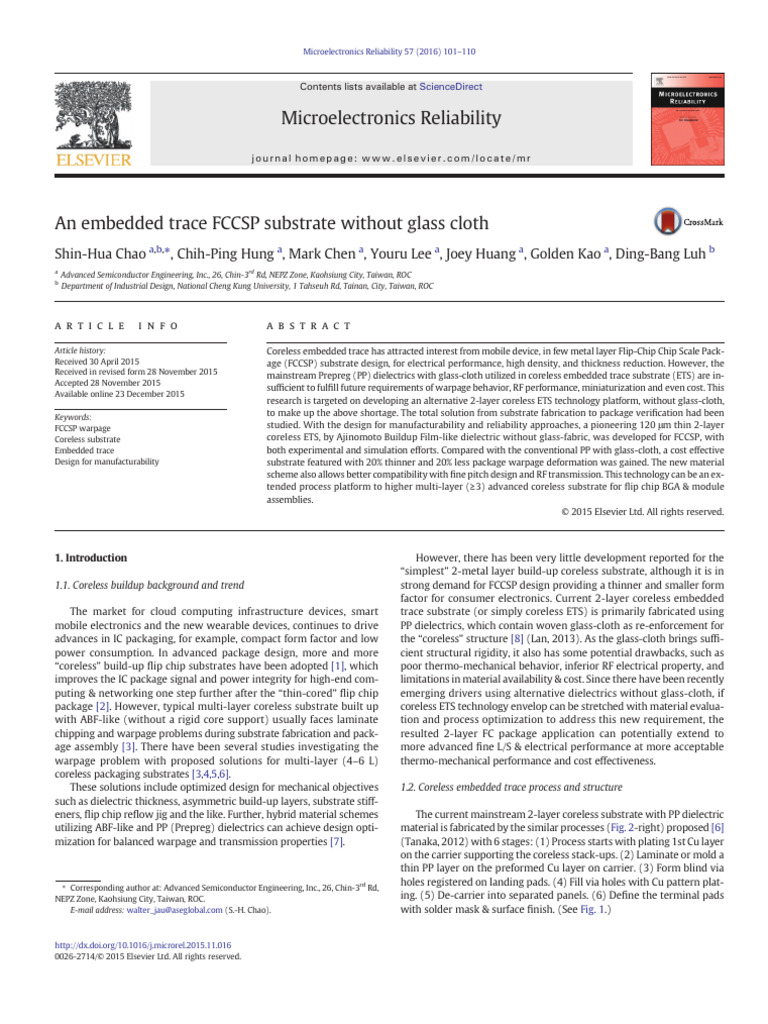 An Embedded Trace FCCSP Substrate Without Glass Cloth - Rev.00 | PDF ...