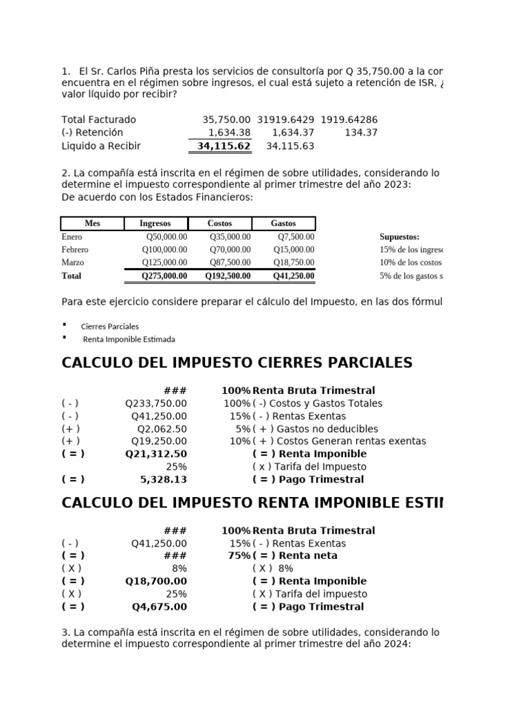 Cálculo de Impuestos Trimestrales 2023-2024 | PDF | Impuesto sobre la ...