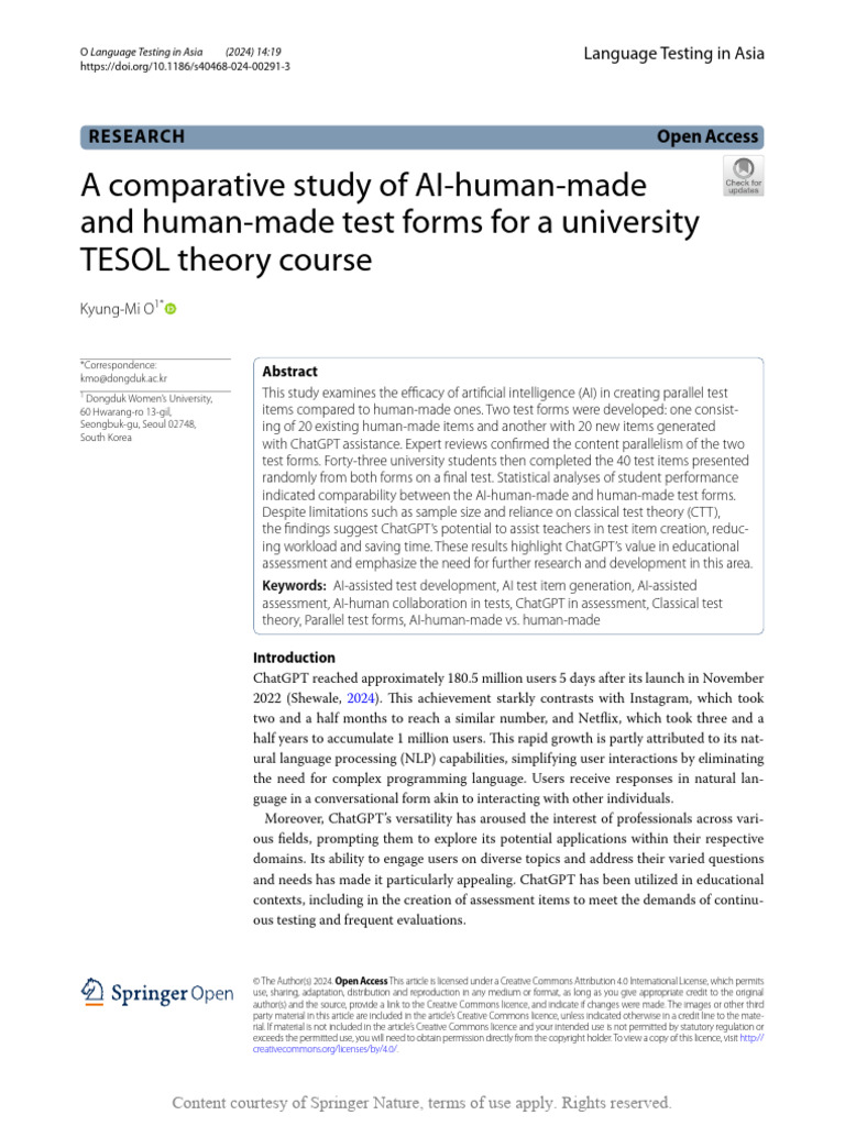 AI vs Human Test Creation in TESOL | PDF | Multiple Choice | Creative ...