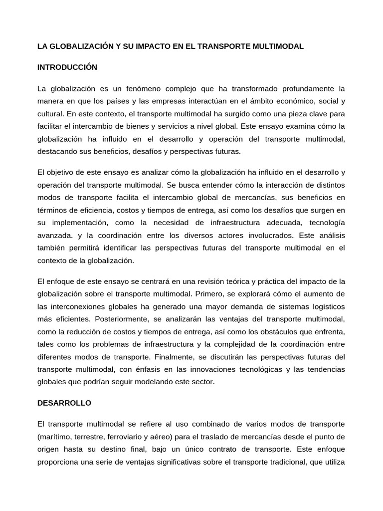 Impacto de la Globalización en el Transporte Multimodal | PDF ...