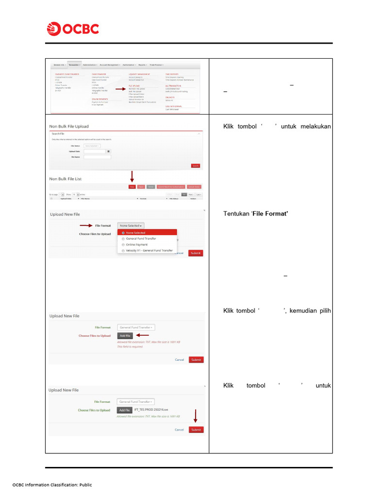 Panduan Upload File OCBC Business | PDF