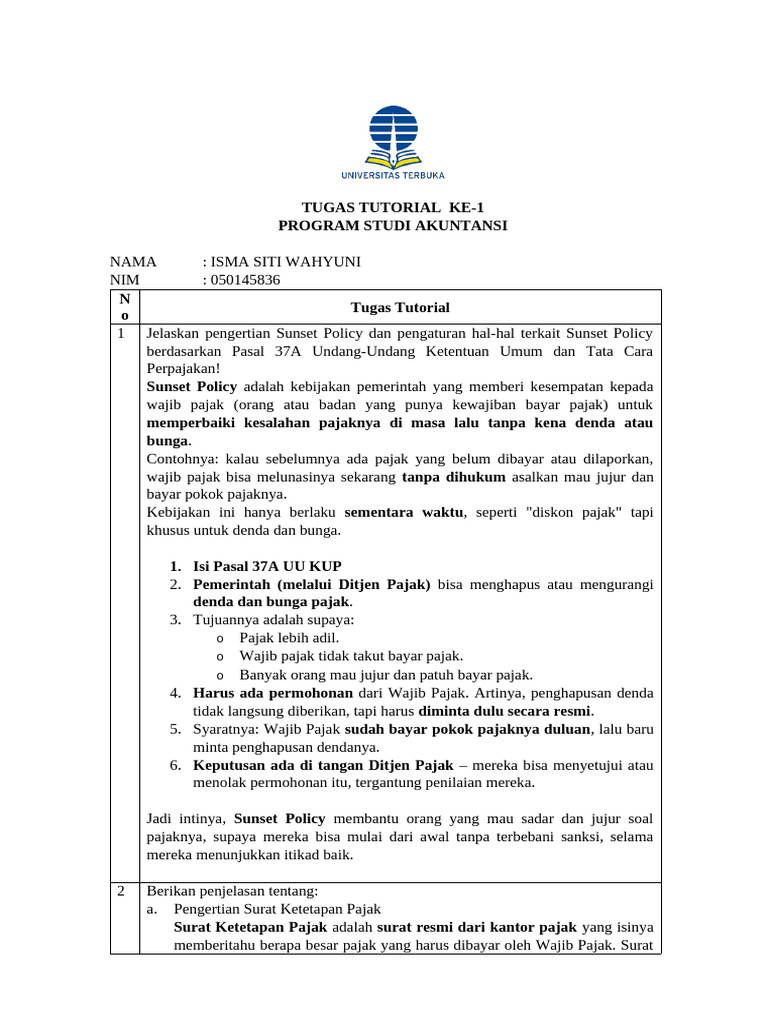 Pengertian dan Aturan Sunset Policy Pajak | PDF