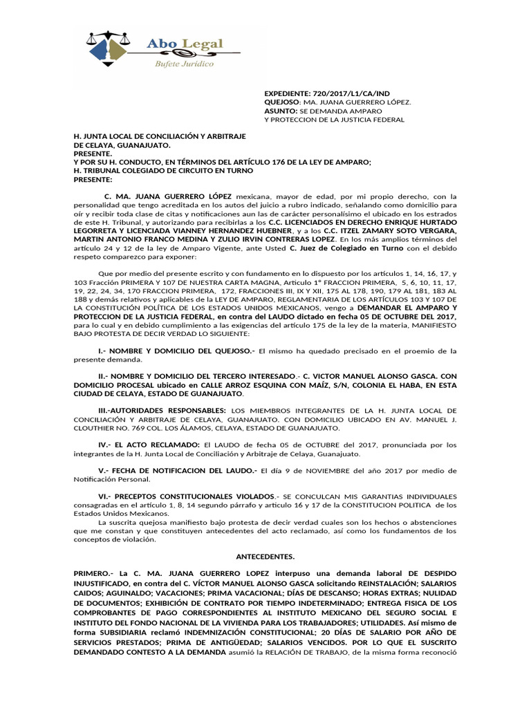 Juana Amparo 2 | PDF | Caso de ley | Derecho laboral