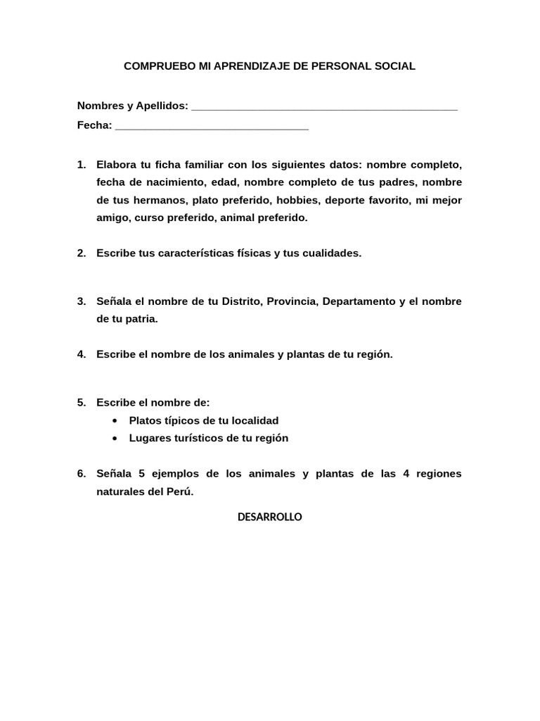 Compruebo Mi Aprendizaje de Personal Social | PDF