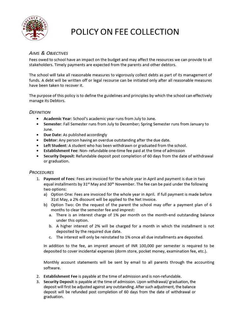 Fee Collection Policy Overview | PDF | Fee | Credit Card