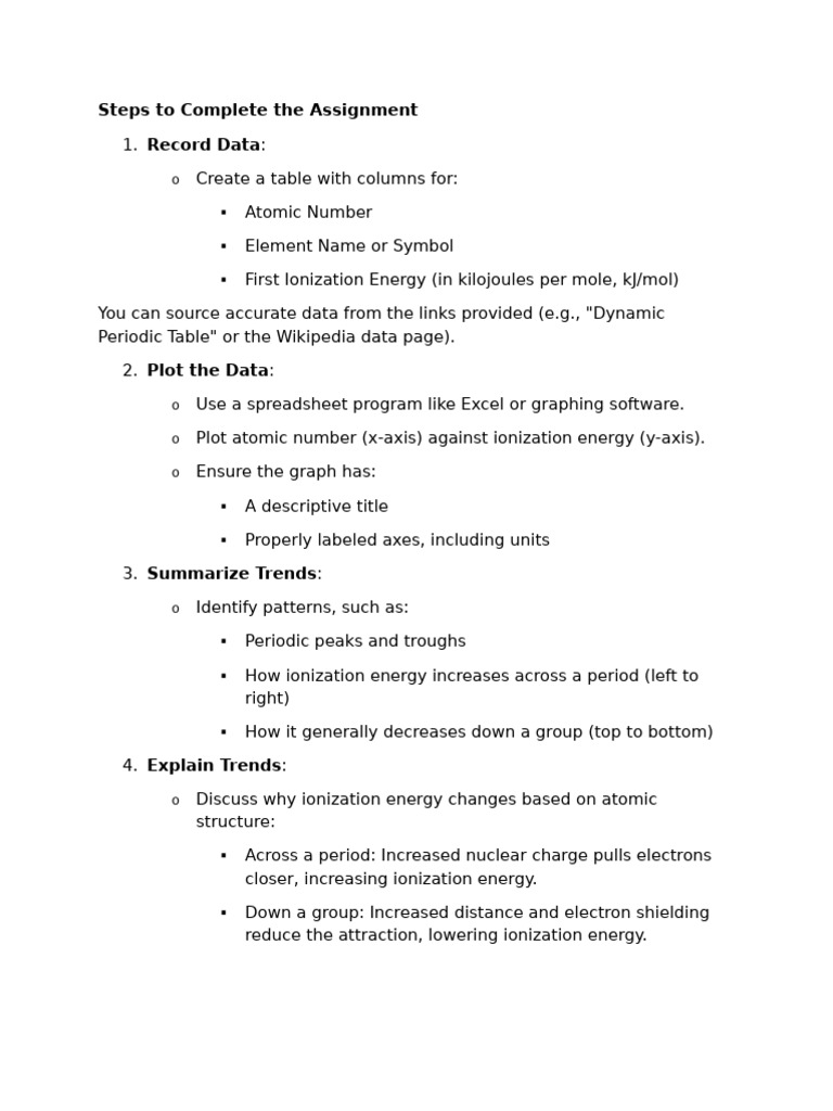Plotting Atomic Radii Assignment Part 2 | PDF