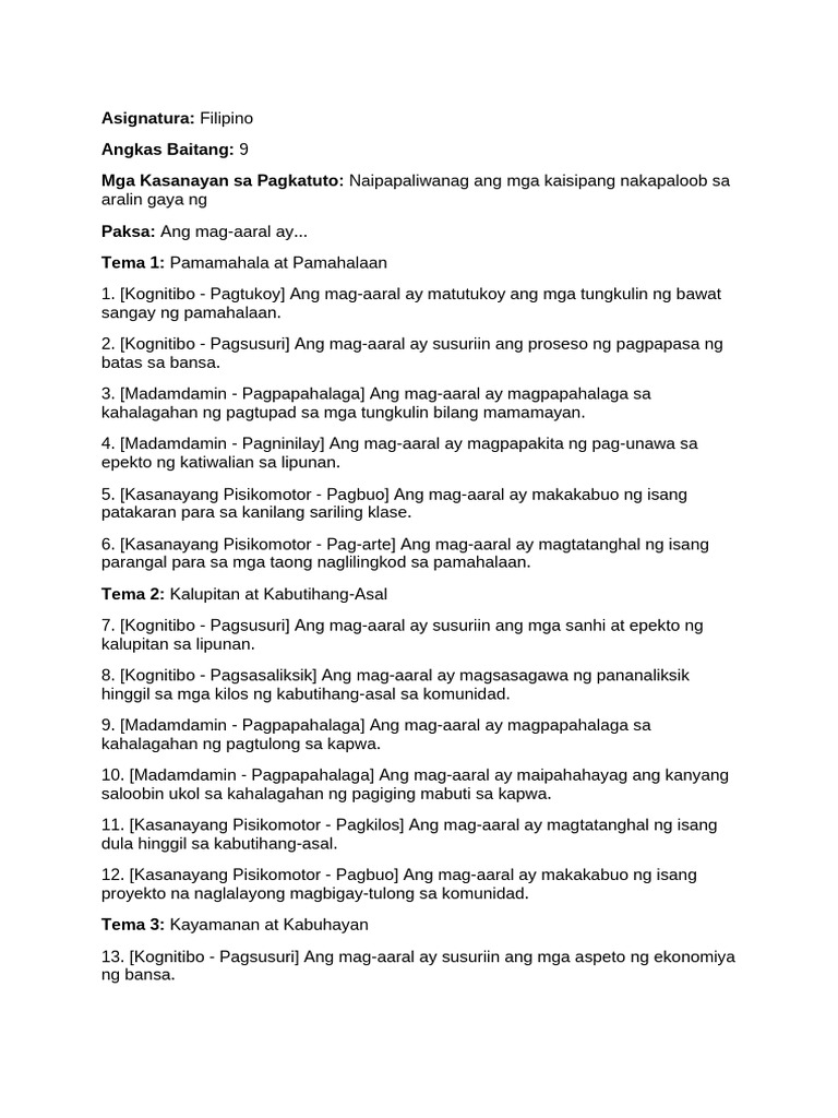 Learning Competency | PDF