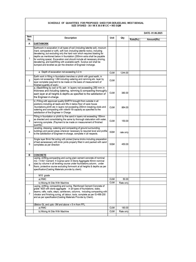 Earthwork and Construction Cost Schedule | PDF | Concrete | Building ...