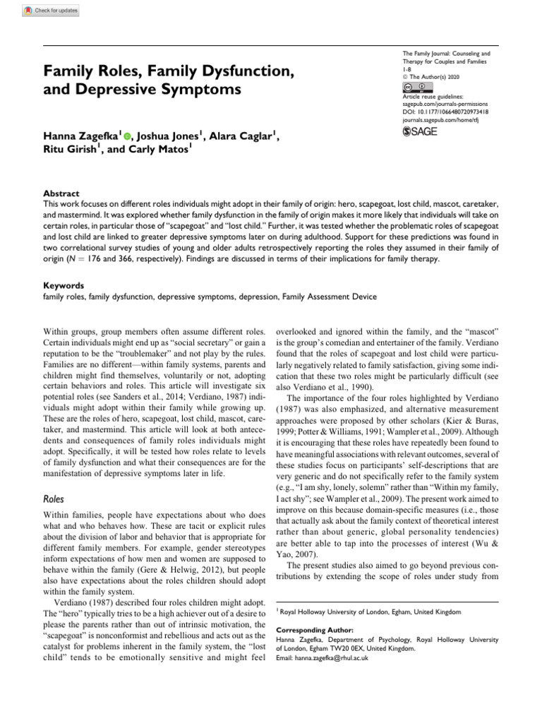 Family Roles and Depression Link | PDF | Mental Disorder | Adoption