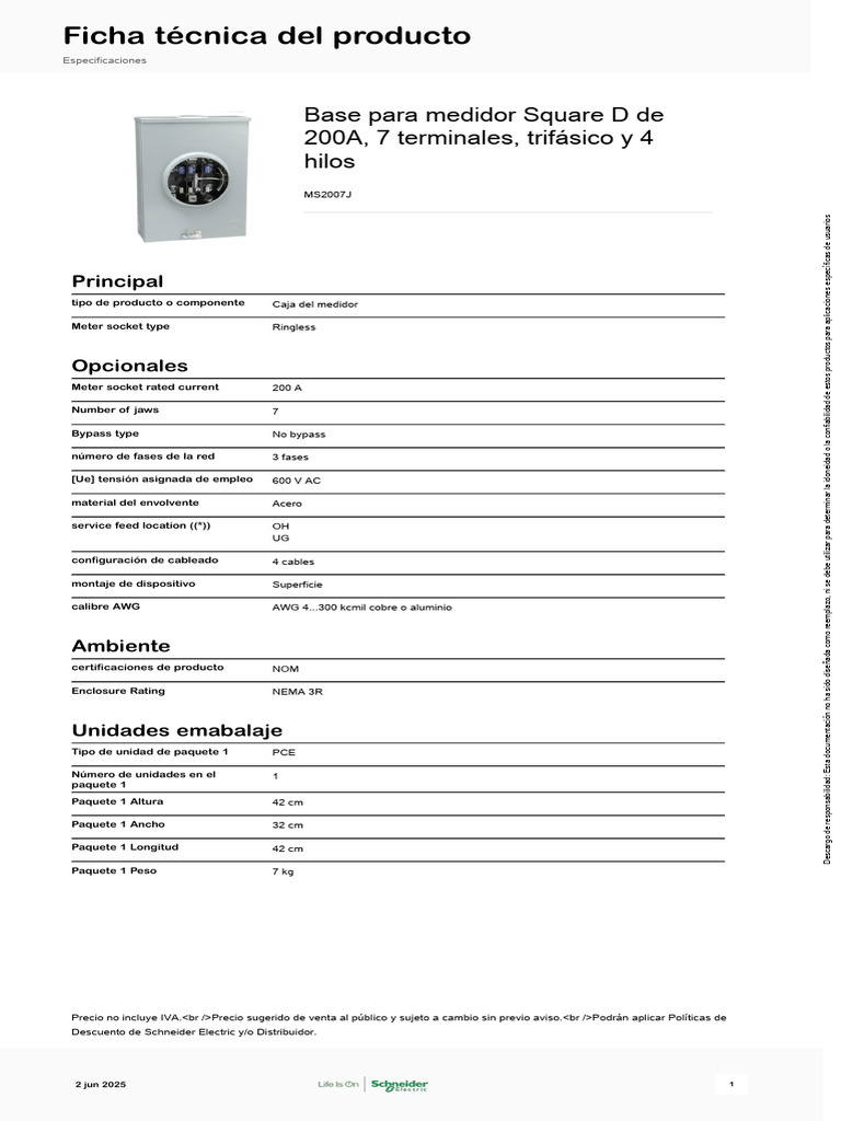 Schneider Electric Bases de Medición Individuales MS2007J | PDF ...
