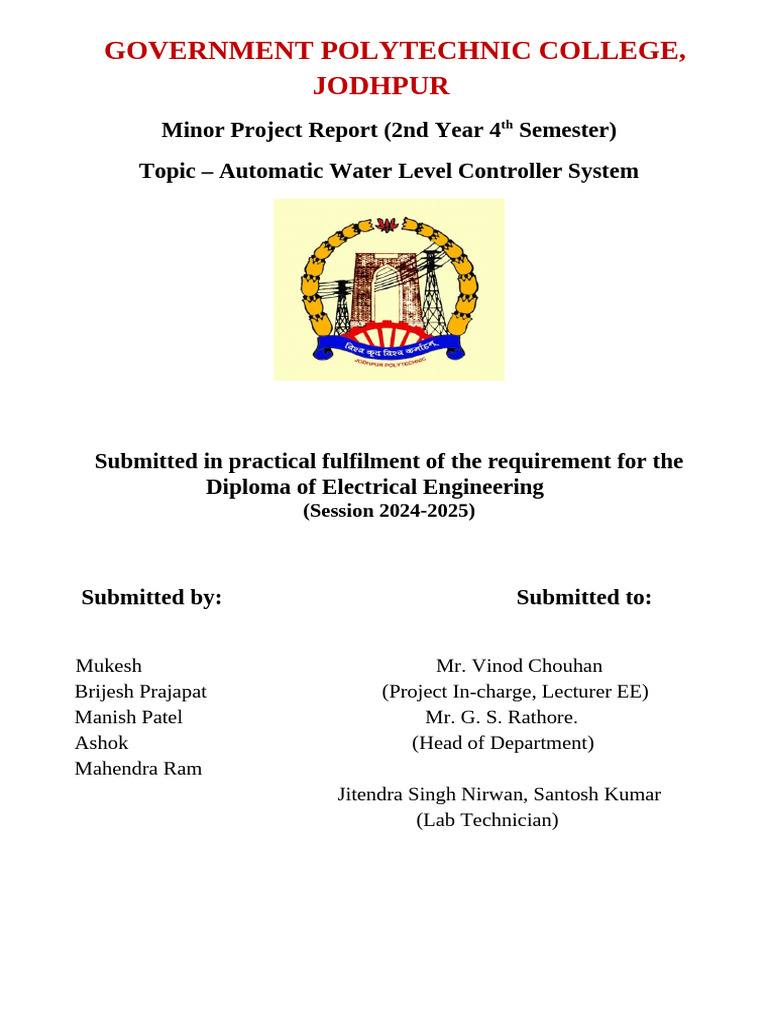 Automatic Water Level Controller System | PDF | Relay | Rectifier