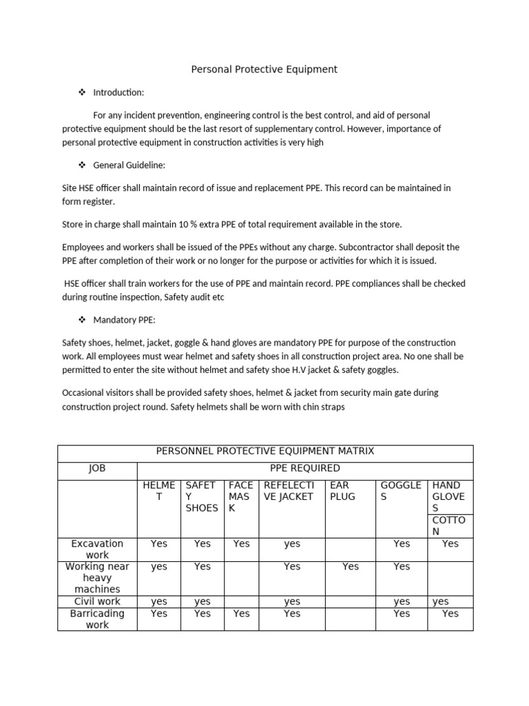 Essential Personal Protective Equipment Guide | PDF | Personal ...