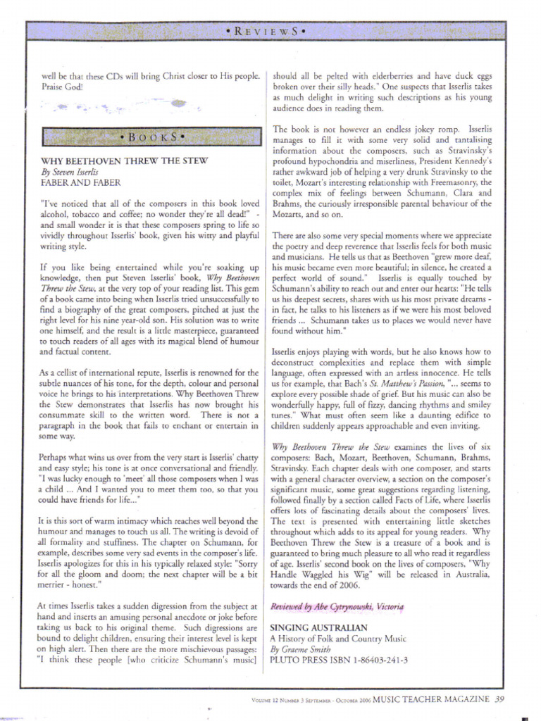 Review of Isserlis' Book | PDF