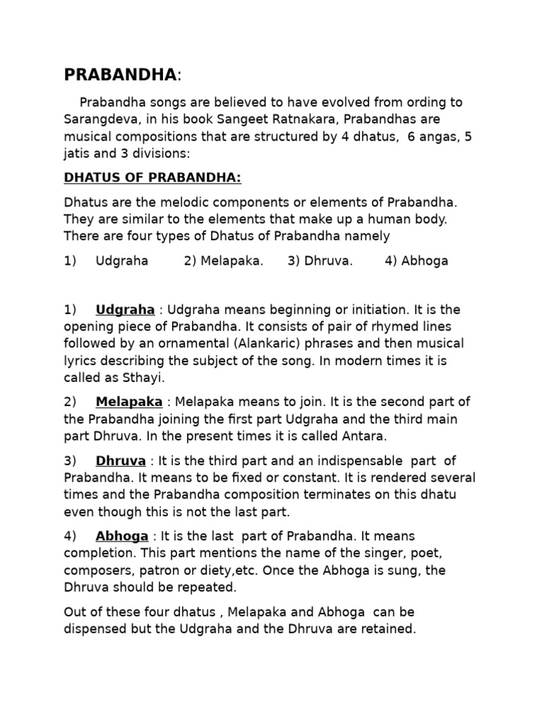 Prabandha New | PDF | Musicology | Classical And Art Music Traditions
