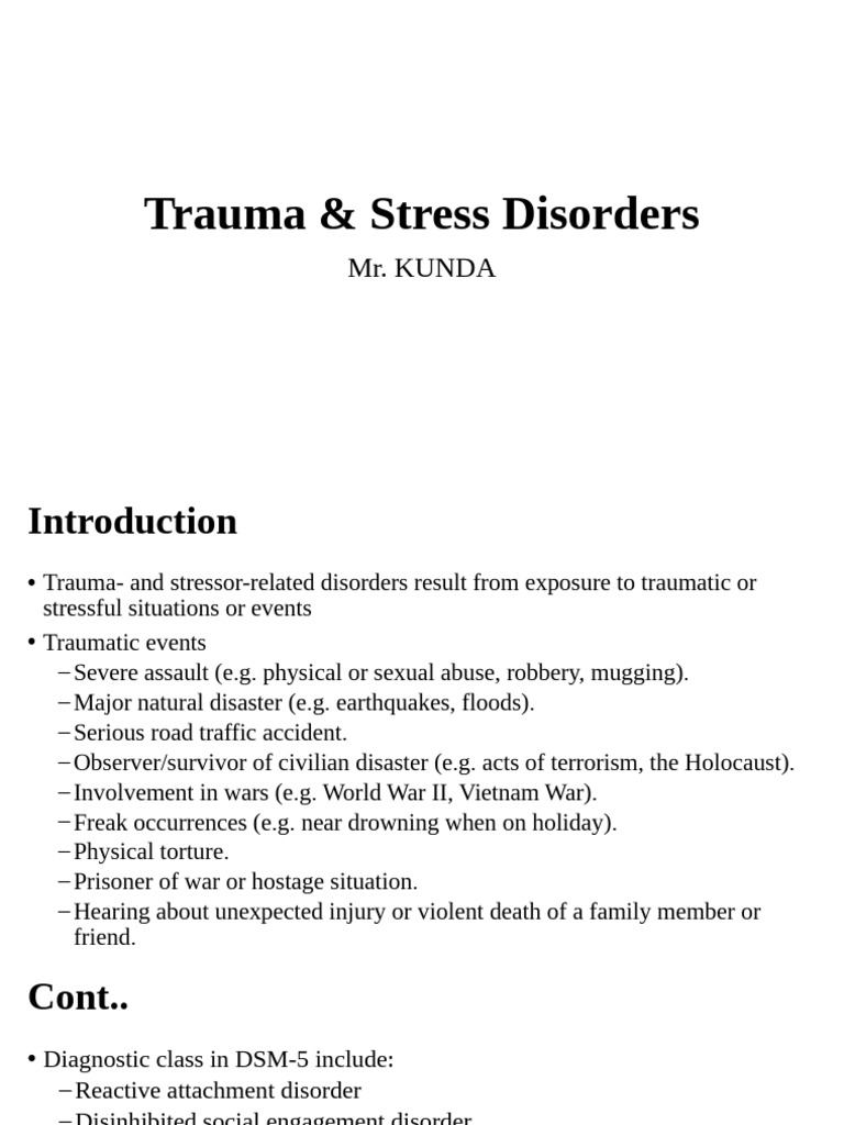 Trauma & Stress Related Disorders | PDF | Psychological Trauma | Mental ...