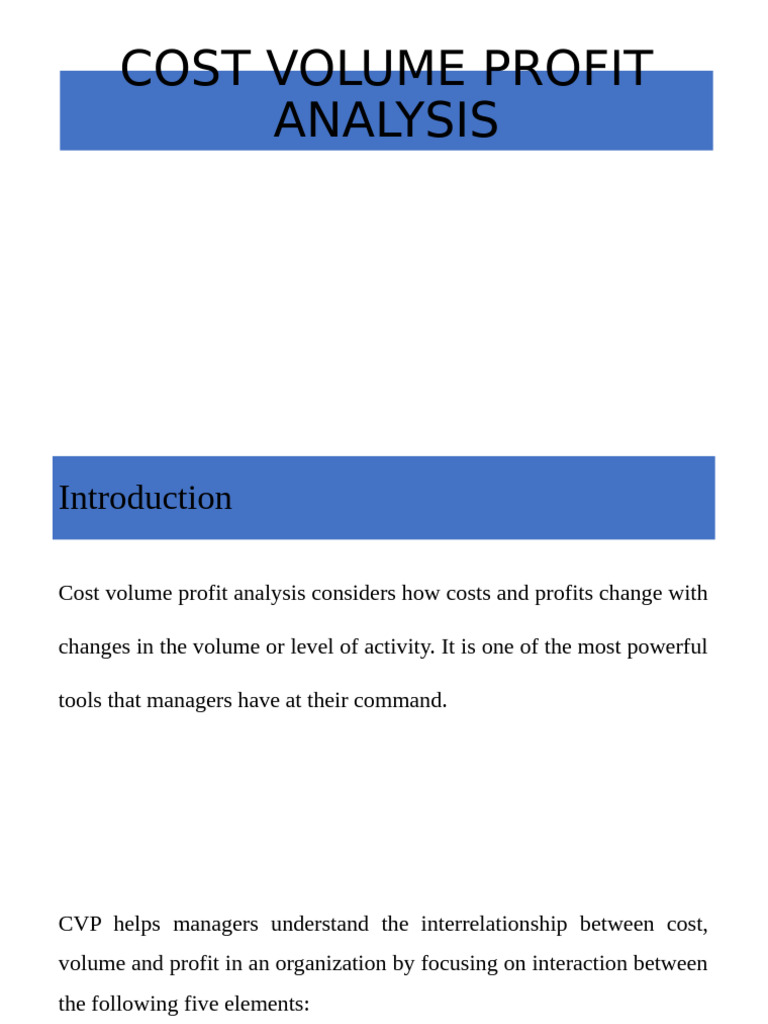 Cost Volume Profit Analysis | PDF | Business Economics | Financial ...