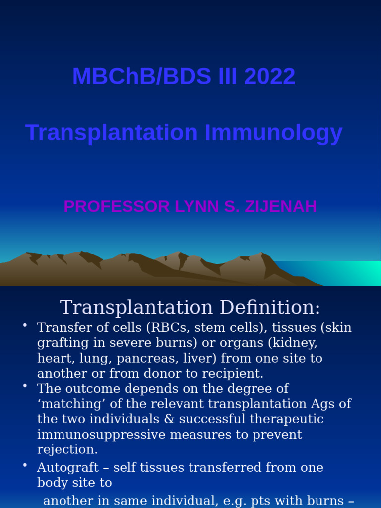 Transplantation Immunology Overview | PDF | Hematopoietic Stem Cell ...